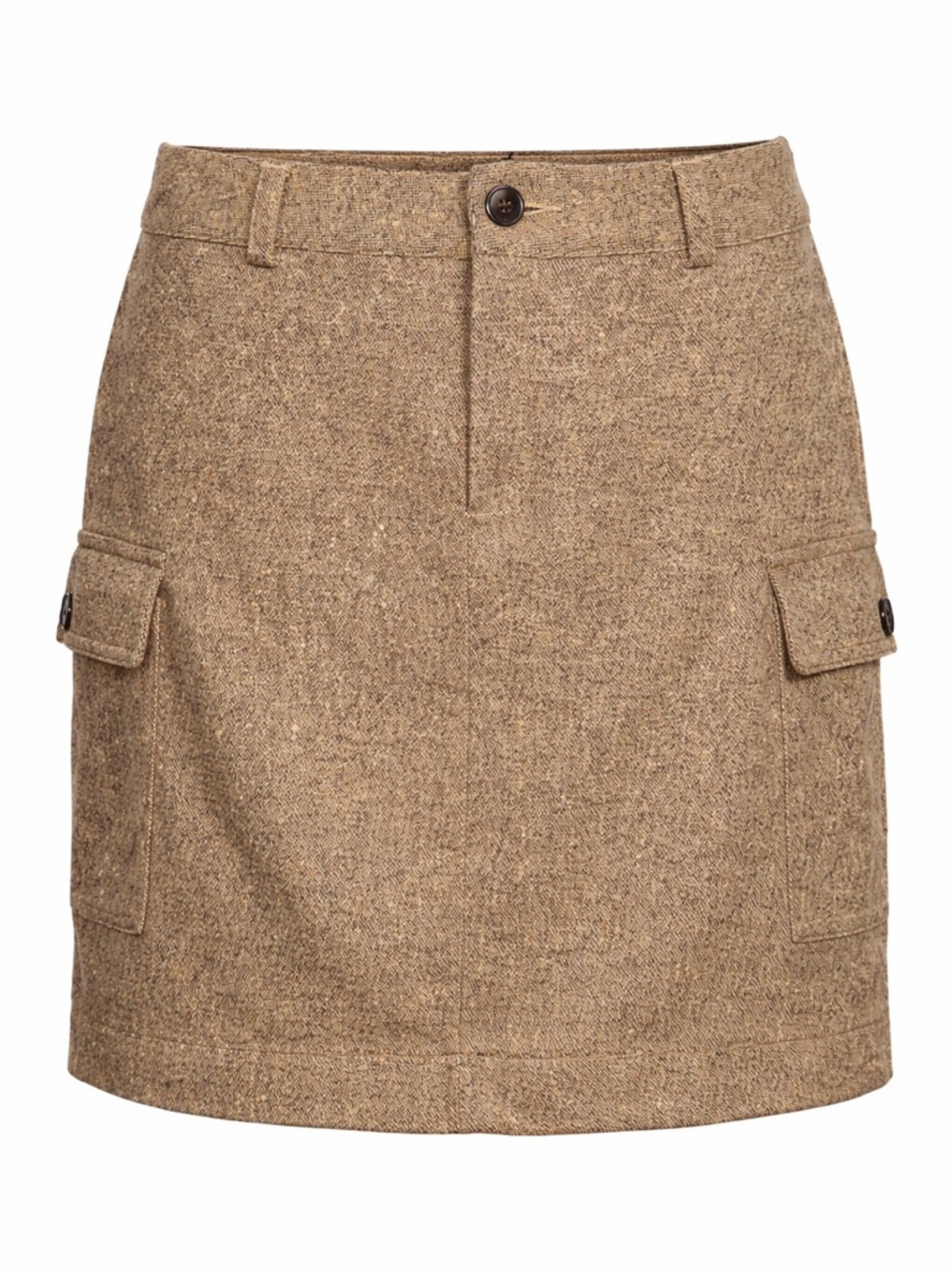 J.Crew Wool Mini Skirt Tan Tweed Academia Preppy Cargo Pockets-Size 10